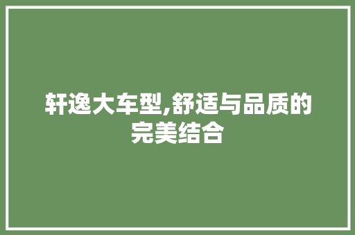 轩逸大车型,舒适与品质的完美结合