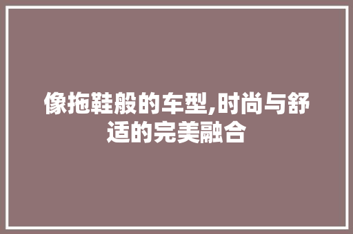 像拖鞋般的车型,时尚与舒适的完美融合