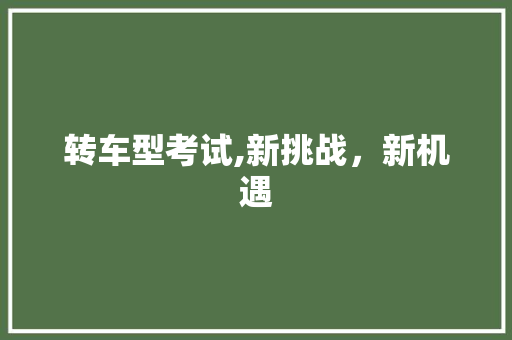 转车型考试,新挑战，新机遇