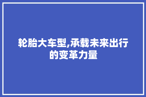 轮胎大车型,承载未来出行的变革力量