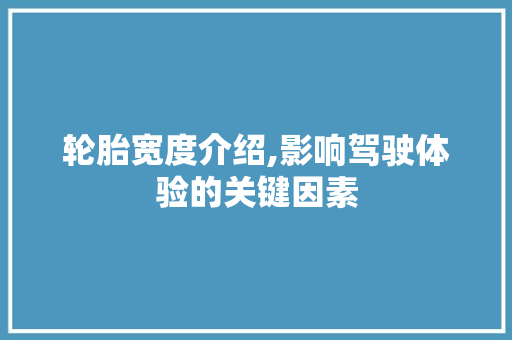 轮胎宽度介绍,影响驾驶体验的关键因素