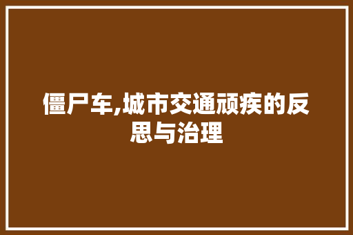 僵尸车,城市交通顽疾的反思与治理