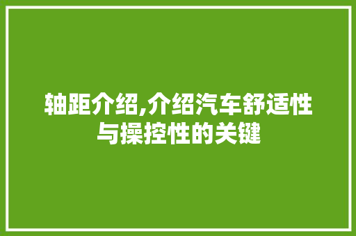 轴距介绍,介绍汽车舒适性与操控性的关键