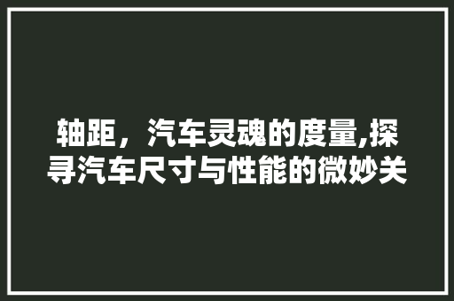 轴距，汽车灵魂的度量,探寻汽车尺寸与性能的微妙关系