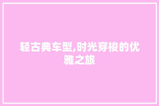 轻古典车型,时光穿梭的优雅之旅