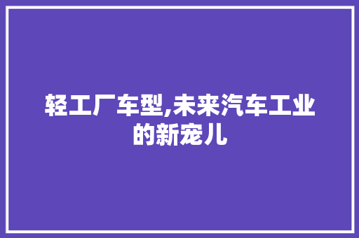 轻工厂车型,未来汽车工业的新宠儿