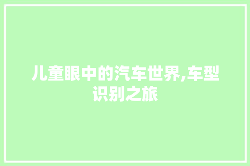 儿童眼中的汽车世界,车型识别之旅