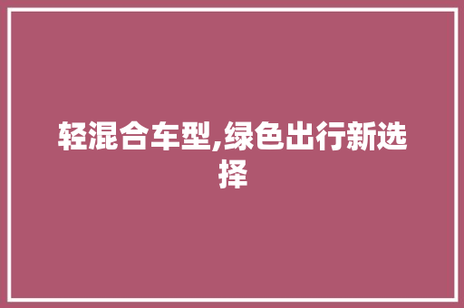 轻混合车型,绿色出行新选择