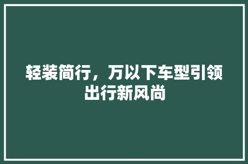 轻装简行，万以下车型引领出行新风尚