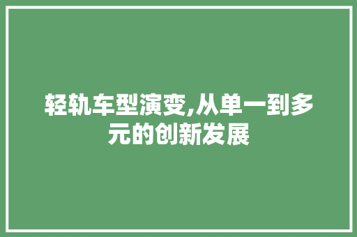 轻轨车型演变,从单一到多元的创新发展
