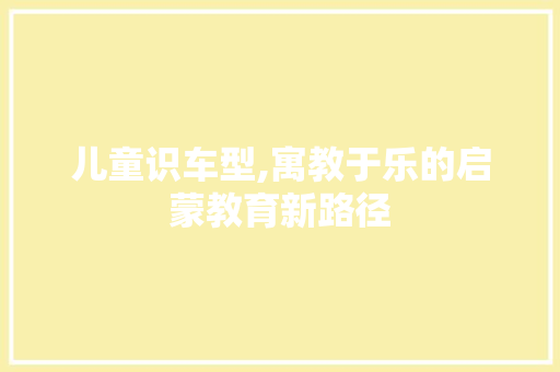 儿童识车型,寓教于乐的启蒙教育新路径