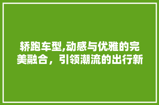 轿跑车型,动感与优雅的完美融合，引领潮流的出行新风尚