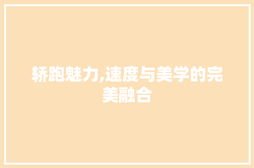 轿跑魅力,速度与美学的完美融合