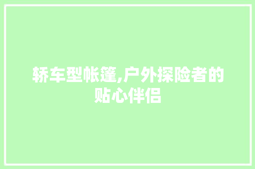 轿车型帐篷,户外探险者的贴心伴侣