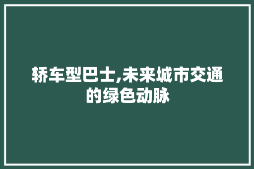轿车型巴士,未来城市交通的绿色动脉