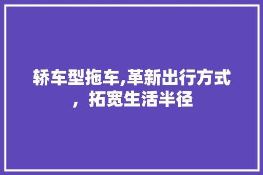 轿车型拖车,革新出行方式，拓宽生活半径