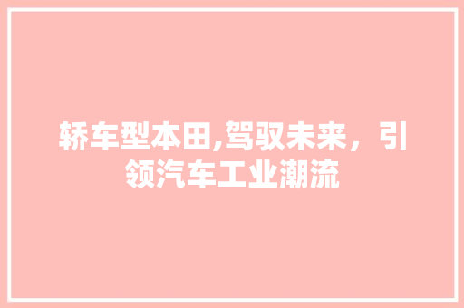 轿车型本田,驾驭未来，引领汽车工业潮流