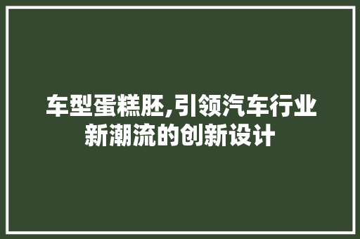 车型蛋糕胚,引领汽车行业新潮流的创新设计