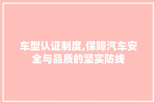 车型认证制度,保障汽车安全与品质的坚实防线