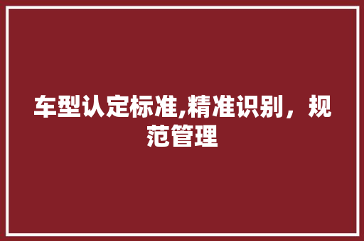 车型认定标准,精准识别，规范管理