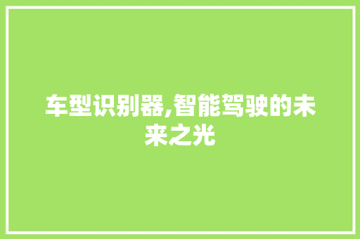车型识别器,智能驾驶的未来之光 汽车配件