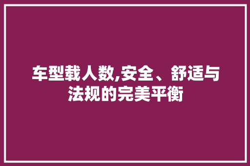 车型载人数,安全、舒适与法规的完美平衡