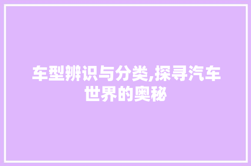车型辨识与分类,探寻汽车世界的奥秘