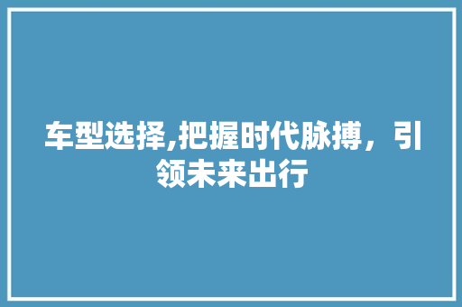 车型选择,把握时代脉搏，引领未来出行