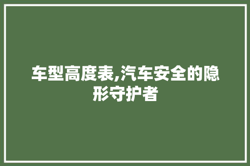 车型高度表,汽车安全的隐形守护者