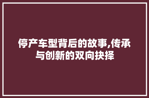 停产车型背后的故事,传承与创新的双向抉择