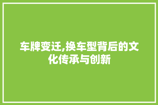 车牌变迁,换车型背后的文化传承与创新