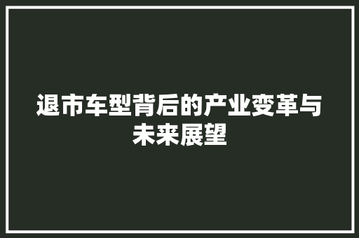 退市车型背后的产业变革与未来展望