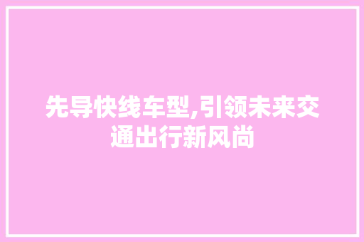 先导快线车型,引领未来交通出行新风尚