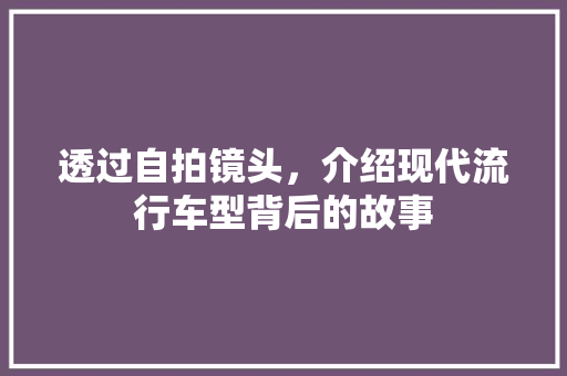 透过自拍镜头，介绍现代流行车型背后的故事