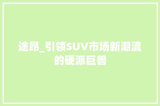 途昂_引领SUV市场新潮流的硬派巨兽