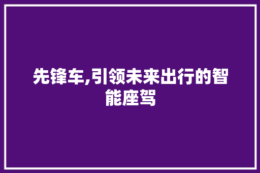 先锋车,引领未来出行的智能座驾