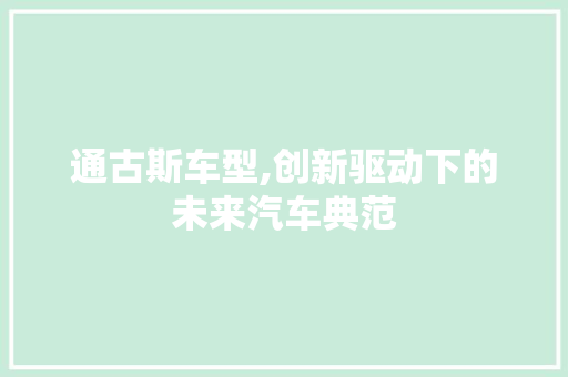 通古斯车型,创新驱动下的未来汽车典范