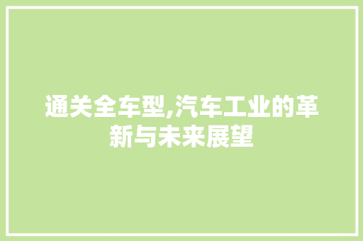 通关全车型,汽车工业的革新与未来展望