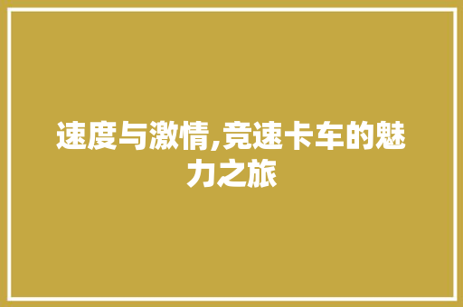 速度与激情,竞速卡车的魅力之旅