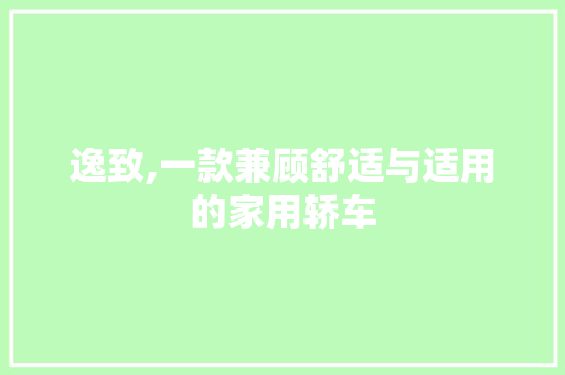 逸致,一款兼顾舒适与适用的家用轿车