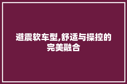避震软车型,舒适与操控的完美融合