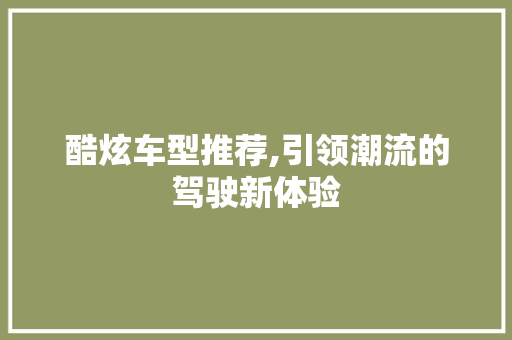 酷炫车型推荐,引领潮流的驾驶新体验