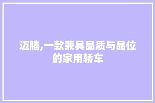 迈腾,一款兼具品质与品位的家用轿车