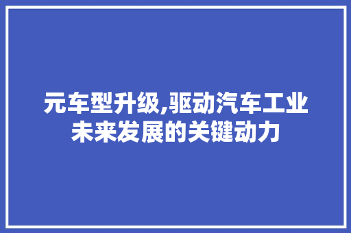 元车型升级,驱动汽车工业未来发展的关键动力
