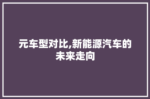元车型对比,新能源汽车的未来走向
