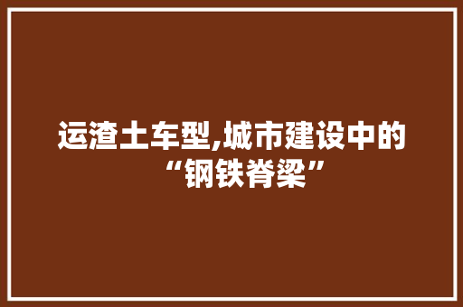 运渣土车型,城市建设中的“钢铁脊梁”