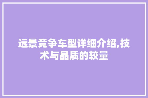 远景竞争车型详细介绍,技术与品质的较量