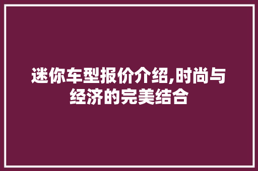 迷你车型报价介绍,时尚与经济的完美结合