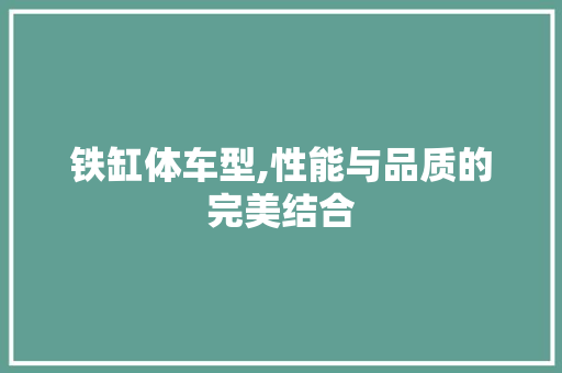 铁缸体车型,性能与品质的完美结合