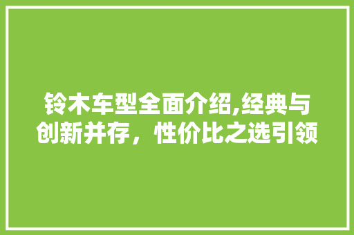 铃木车型全面介绍,经典与创新并存，性价比之选引领市场潮流